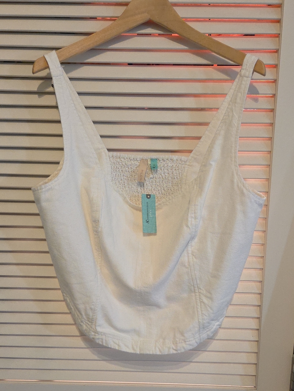 Pilcro by Anthropologie | White Square‑Neck Cropped Corset Tank – NWT – 1X